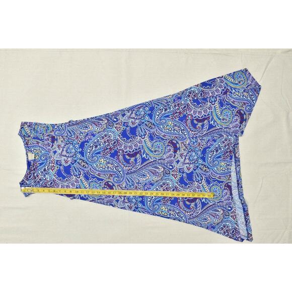 Chico's Blue Paisley Stretch Midi Dress Sleeveless Knot Waist Size 2 (US 12/14) - Picture 3 of 8